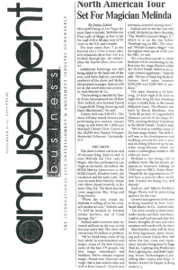 Amusement Business - North American Tour Set For Magician Melinda