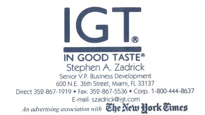 In Good Taste - Stephen Zadrick