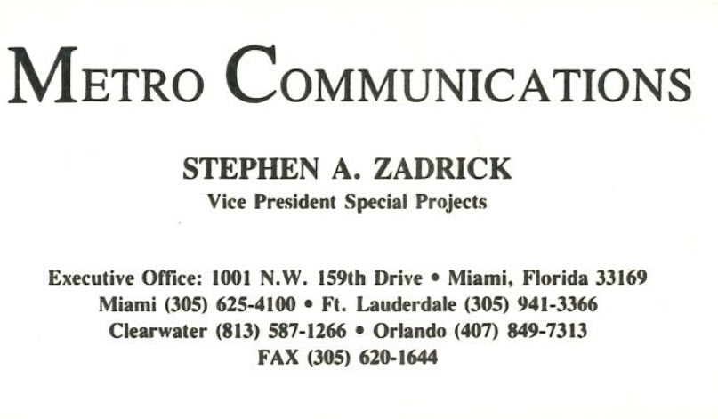 Metro Communications - Stephen Zadrick