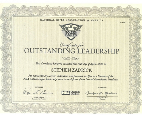 Steve Zadrick NRA Golden Eagle