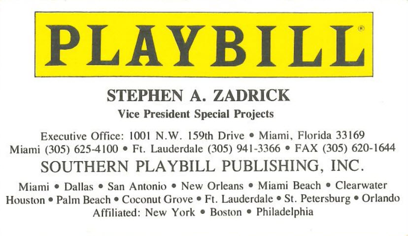 Playbill - Stephen Zadrick
