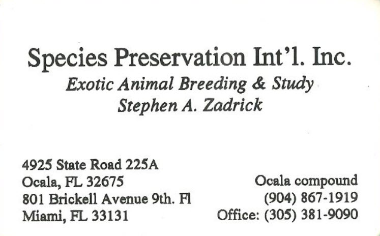 Species Preservation International Inc - Stephen Zadrick